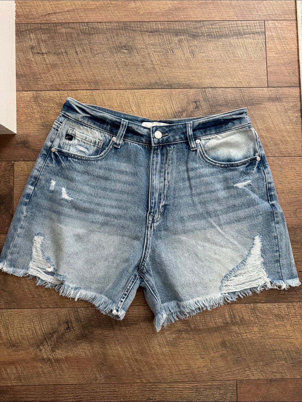 Women's Distressed Light Blue Denim Shorts